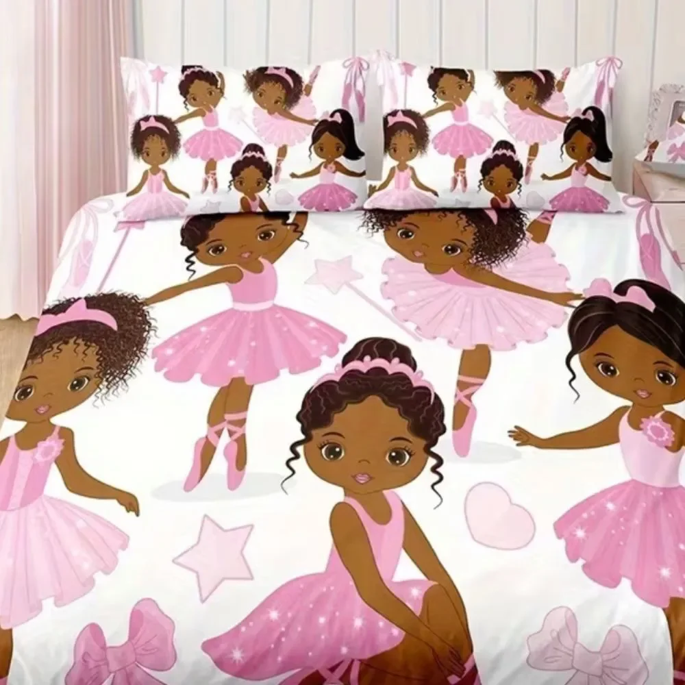 Two Piece Pink Ballerina Duvet Cover Set - Kids Bedding